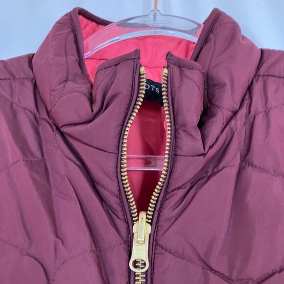 Talbots | Quilted Vest Plum Watermelon Full Zip Reversible Womens Large Petite - Picture 4 of 6